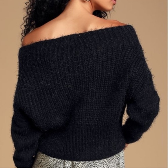 Lulu's Feeling It Eyelash Knit Off-the-Shoulder Long Sleeve Sweater - Picture 3 of 4